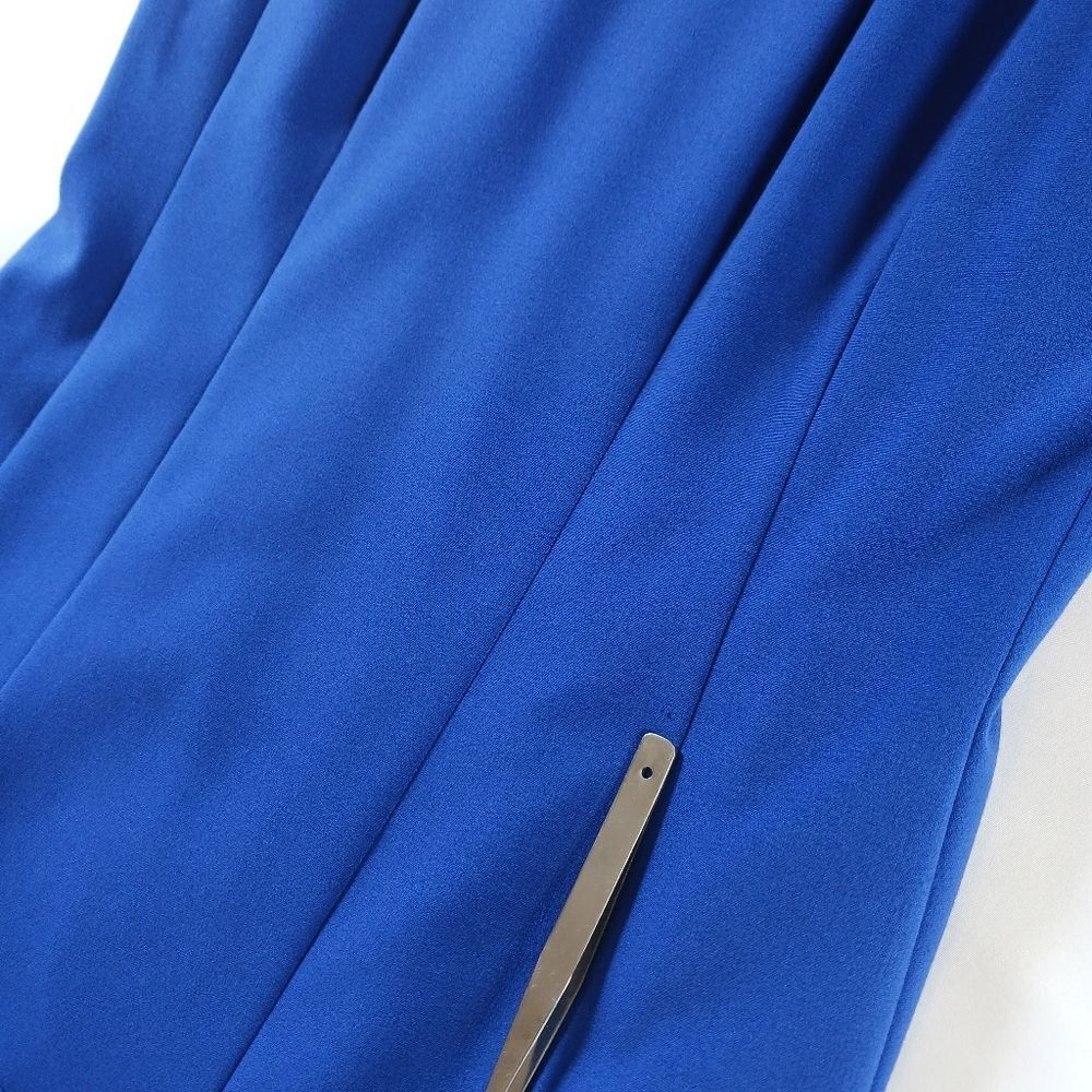 Tailored Sheath Bodice Dress Flounce Hem Elegant Office Royal Blue Size 6 - Picture 12 of 13